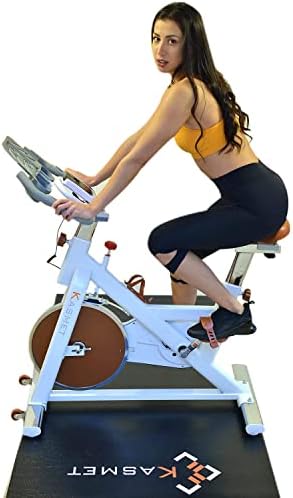 KASMET Exercise Bike For Home Use - Indoor Cycling With LCD Display & Pulse Sensor - Stationary Exercise Bikes Fitness Workout Machine - Tablet Bottle Holder, 6Kg Flywheel