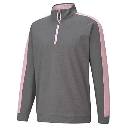 Puma CLOUDSPUN T7 1/4 Zip veste de sport running rose et gris chiné taille L