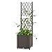 RELAX4LIFE Blumenkasten mit Rankgitter, Rankgitter mit Rattanoptik Pflanzkasten, Pflanzkübel mit Spalier, Hochbeet mit Rankhilfe, Spalier mit Blumentopf für Garten (Kaffee, 40 x 40 x 140 cm)