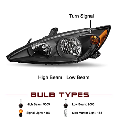 Image of JSBOYAT Headlight Assembly Fits for 2002 2003 2004 Toyota Camry SE /LE /XLE