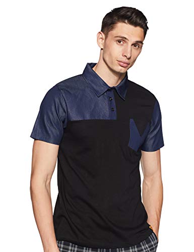 Image of CAHOOT Solid Men Polo Neck Grey, Black T Shirt