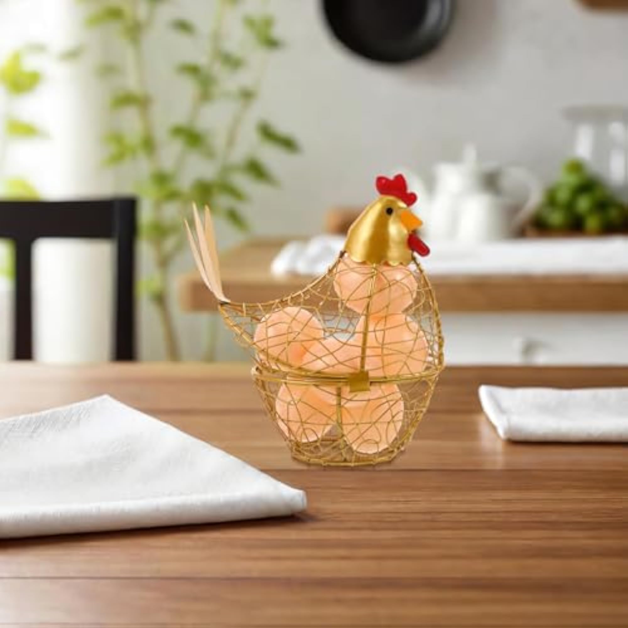 Wire Chicken Egg Holder Basket with Decorative Lid