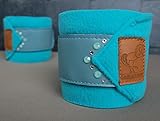 bandage turkish Made in Germany GlücksHucke Fleece-Bandagen Pferd in Türkis-Blau mit Strass Steinen (2er Set)