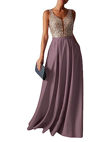 HUINI Abendkleid Lang Damen Ballkleider Hochzeitskleid Vintage Glitzer...
