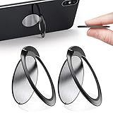 2 Piezas Anillo Soporte para Movil Ultrafino, Soporte de Dedo para Teléfono Celular de Metal 360° Rotación para Smartphone Tablet (Negro)