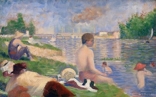 Pintura Murales Decor Estudio Final para Bañistas en Asnières Seurat Lienzo Cuadro 60x90cm