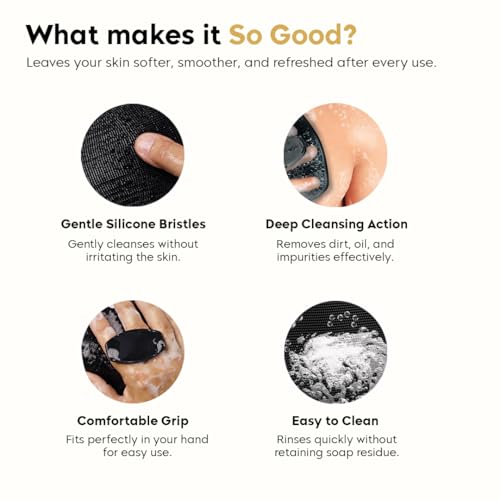 Image of Silicone Body Scrubber - Deep Cleansing & Exfoliating Shower Brush for Soft, Smooth Skin, Improves Skin Texture, Boosts Circulation, Gentle & Hygienic Bath Scrubber for Men & Women (Oval)
