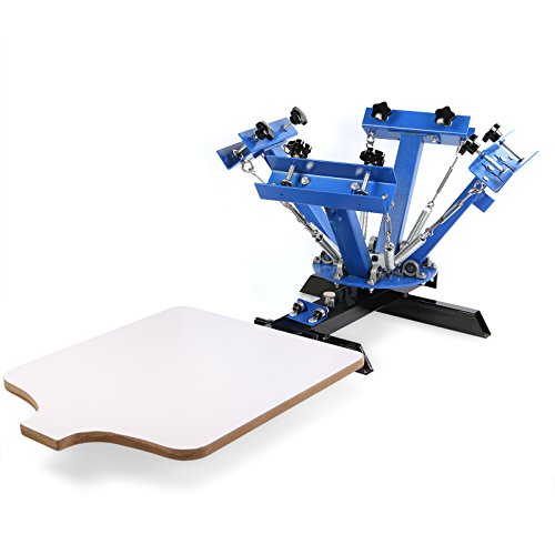 Maxwolf Screen Printing Machine Silk Screen Printing Machine Screen Printing Press 4 Color 1 Station Double Spring T-Shirt Press DIY