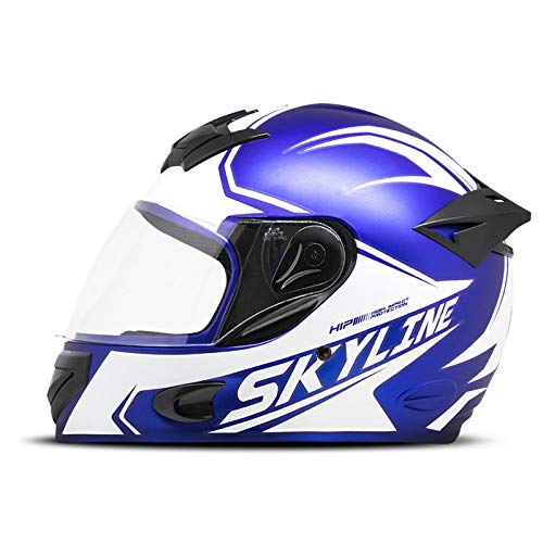 MIXS MX2 Skyline, Capacete Motociclista Adulto Unissex, Azul/Branco, 58
