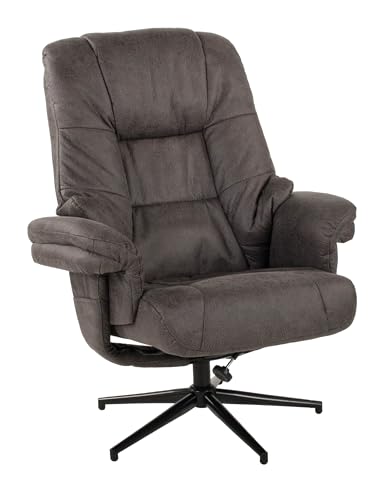Duo Collection Burnaby Relaxsessel mit Hocker | verstellbar & 360° drehbar | Fernsehsessel mit Relaxfunktion | bequemer Ruhesessel in Anthrazit – Bild 4