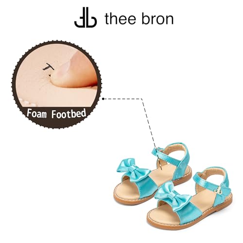 Image of THEE BRON Toddler Girls Sandals Wedding Flower Girl Dress Shoes Open Toe Flats