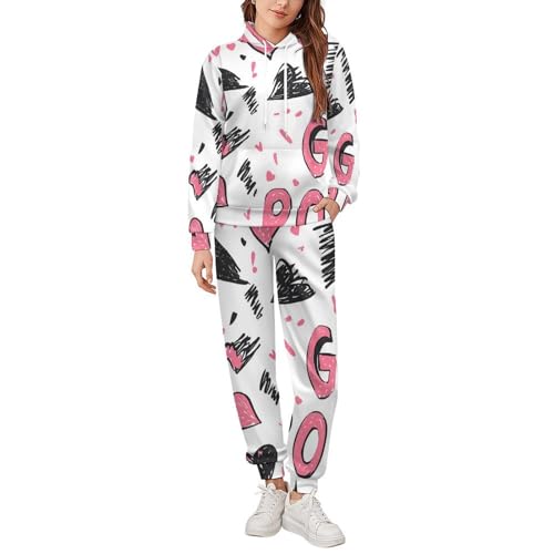 Power with Love Womens Sweatsuits 2 Piece Set Men Hoodie