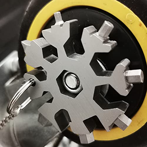 Xven 18-In-1 Snowflake Multi Tool Portable, Stainless Steel Snowflake Bottle Opener/Flat Phillips Screwdriver Kit/Wrench, With Keychain, Great Christmas Gift(Silver) #TOP5