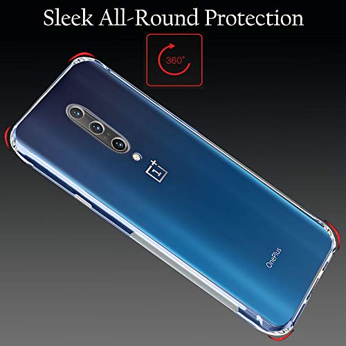 Image of TheGiftKart Ultra Clear Slim Anti-Slip Grip Soft Silicone Back Cover Case with Complete Camera Protection & Anti-Dust Plugs Built-in for OnePlus 7 Pro (Transparent)