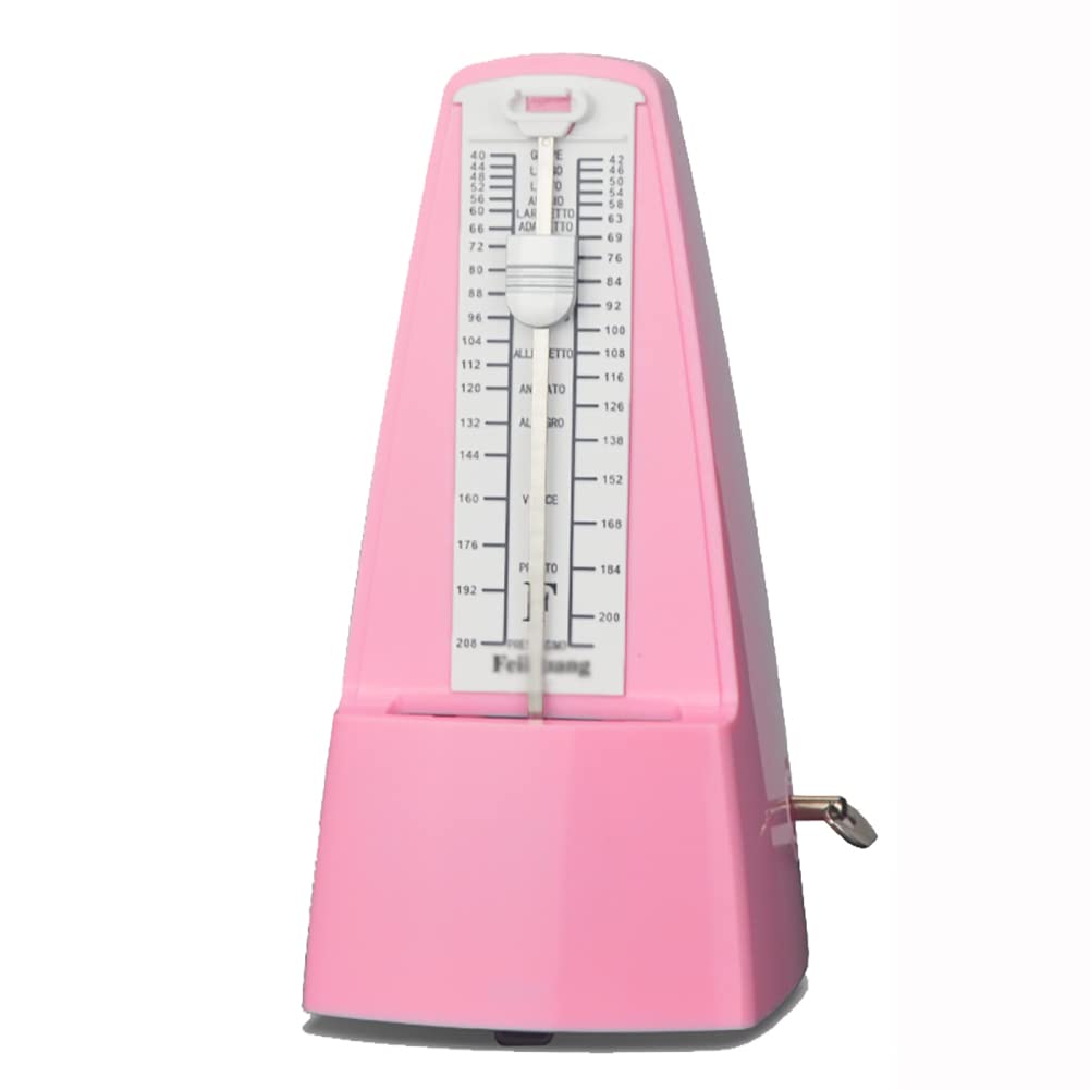 Mechaniczny metronom, Profesjonalny metronom z pokrywą, wysoka dokładność i styl antyczny, do fortepianu, gitary, perkusji, skrzypiec, gitary, saksofonu(Pink)