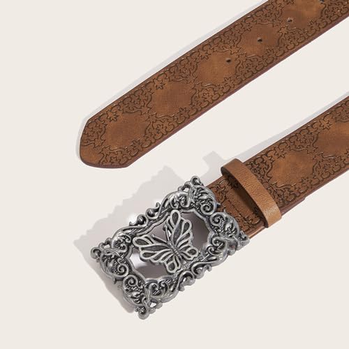 Carved Buckle Belt Aesthetic PU Belt Waistband Decorative Belt for Pants Jeans Elegant Adult Western Waiststrap3
