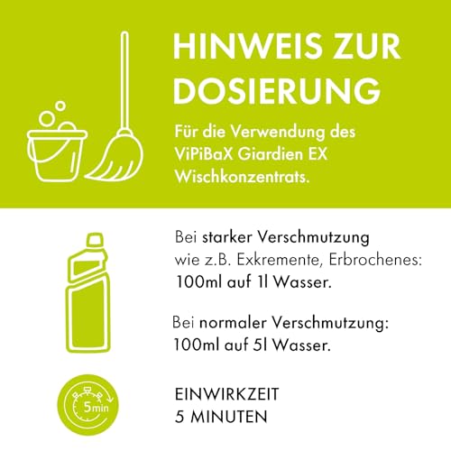 ViPiBaX Giardien Ex Wischkonzentrat 2,5L für Hund, Katze & Co- Geruchsentferner - Effektive Desinfektion gegen Giardien, Viren, Pilze & Bakterien.