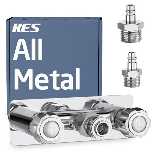KES All Metal RV Exterior Shower Faucet with 18/8 Quick Connectors, 4 inch Leak Free RV Outdoor Camper Shower Faucet, Chrome, LG6106-CH