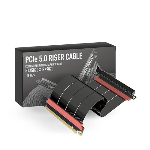 LINKUP PCIE 5.0 Riser Cable | for Vertical GPU Mount | Straight | Graphics Card GPU Ready | Usable with PCIe 4.0 & RX9070/ RTX5090 | 20cm (Total Length: 24cm)