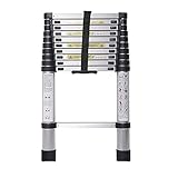 Hnaochen 10.5 FT Aluminium Telescoping Ladder Collapsible Extension Ladder with Spring Loaded Locking Mechanism Portable Ladder for Household Outdoor 330 Pound Capacity