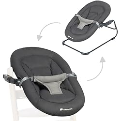 Trona Hamaca Toysrus Bebeconfort Timba Baby - Hamaca 2 en 1, desde 0-6 meses, 0-9 kg, set recién nacido para trona, 2 posiciones de reclinación, asiento acolchado, arnés de 3 puntos, Tinted Graphite (Gris)