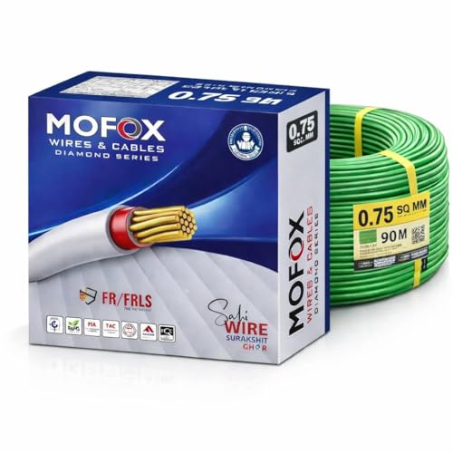 Image of MOFOX Diamond Series FR /FRLS Electrical Wire, Multi-Strand Copper Conductor 90 Meter (GREEN, 0.75 SQ MM)