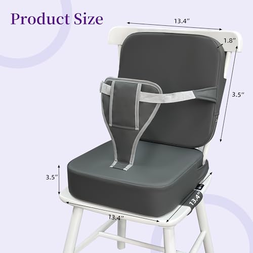 Image of Toddler Booster Seat for Dining Table with Backrest, Waterproof PU Cushion