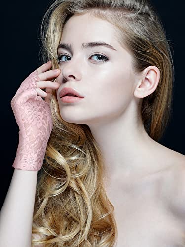 Skylety Lace Fingerless Gloves For Women 1920S Bridal Short Floral Sunblock Gloves For Wedding Opera Tea Party thumb #5