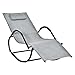 Outsunny Schaukelstuhl Schaukelliege mit Kopfkissen Gartenliege Schwungliege bis 160 kg belastbar Texteline Grau 61 x 160 x 79 cm