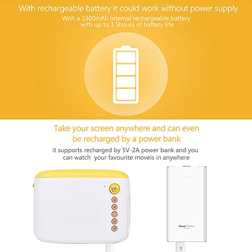 QUARKJK Mini projetor, portátil, LED, bolso, filme, jogos, home theater, vídeo portátil, 1080p HD, v