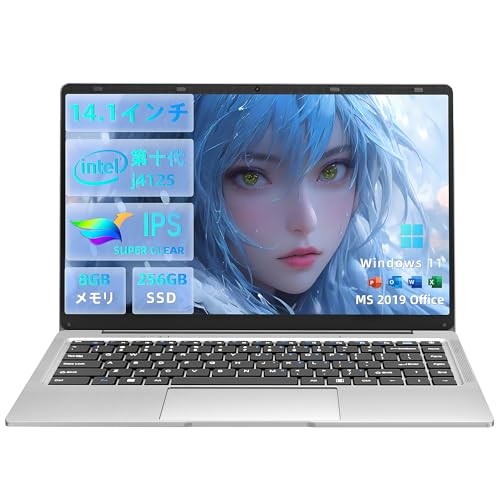 SERYUB ノートパソコン【MS Office 2019/Win 11Pro】14インチ1920*1080 IPS パソコンノート Celeron J4125 2.0~2.8Ghz/メモリ:DDR4 8GB/SSD:256GB ノートPC薄型軽量 ラップ