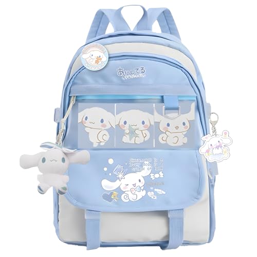 Partymall Kawaii-Rucksack, niedliche Schultasche, große Kapazität, Cartoon-Rucksack mit Anhänger, Kawaii-Taschen, niedlicher Rucksack für Mädchen, Reisen, Schule, blau, G