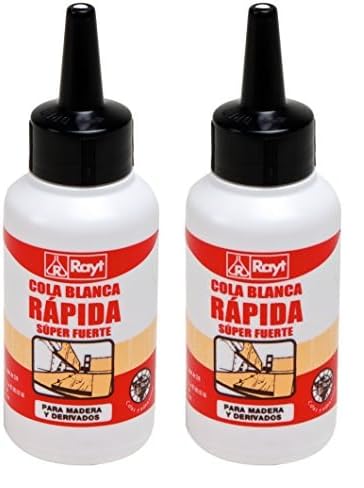 Rayt 038-03 Botellín de cola blanca súper fuerte para madera, papel, cartón, cerámica y todo tipo de materiales porosos, 125gr (Paquete de 2)