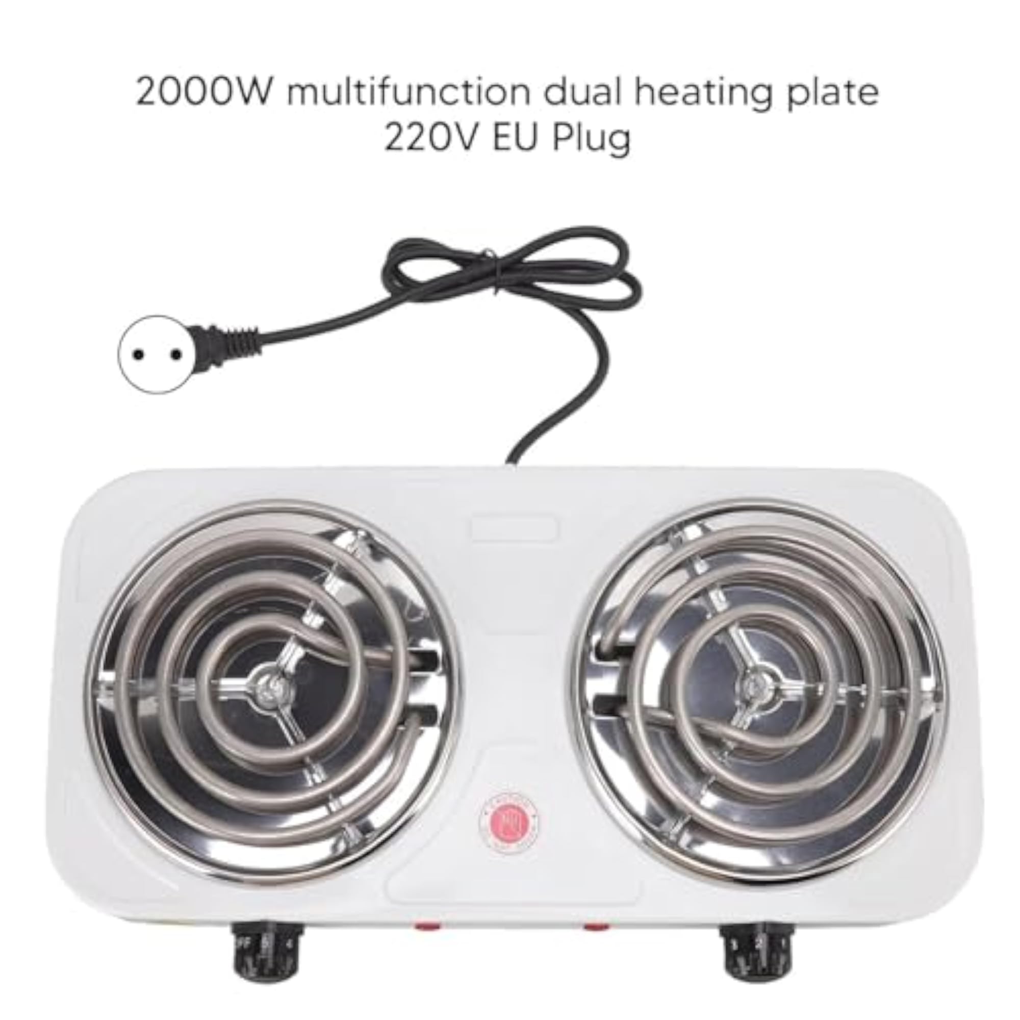 Double Burner Electric Hot Plate 2000W with Rapid Heating