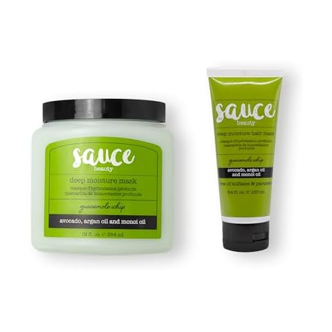SAUCE BEAUTY Guacamole Whip Deep Conditioning Masks with Avocado, Honey & Argan Oil - 12 fl oz & 3.4 fl oz for Dry, Damaged & Frizzy Hair Cover
