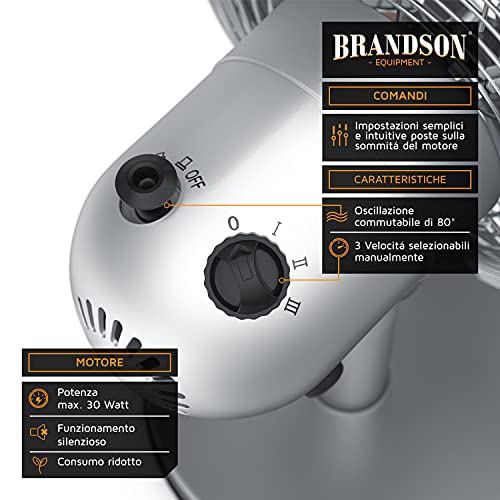 Brandson - Ventilatore da Tavolo Silverline retró