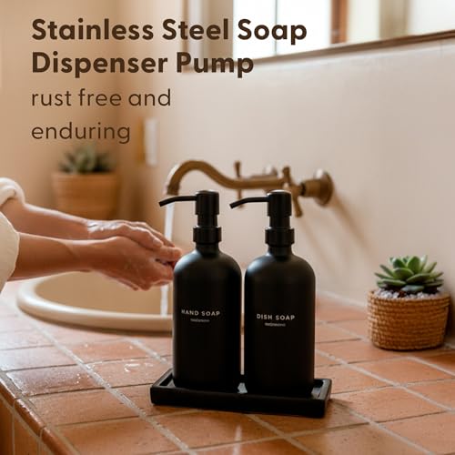 Image of Maisonovo Bathroom Soap Dispenser Set - Black Soap Dispenser Black Pumps