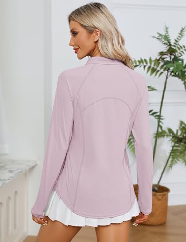 Image of LOMON Women Long Sleeve Shirts Sun Protection 1 /4 Zip Summer Quick Dry Hiking Shirts Quarter Zip Pullover for Women