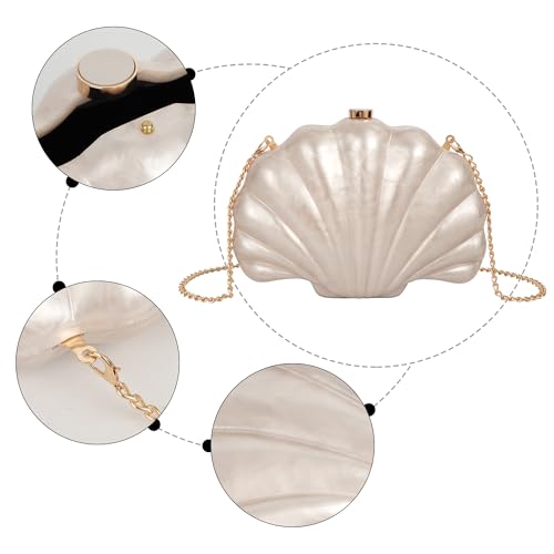 Image of Women Seashell Evening Bag Purse Mermaid Chain Strap Clutch Handbag Shoulder Bag | Seashell
