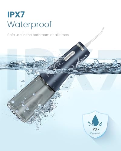 Onlyone Water Dental Flosser, 300ML Portable Oral Irrigator for Teeth, 4 Modes and 5 Jet Tips,Rechargeable Irrigation Cleaner,Electric Flossing Machine Power Flossers & Irrigator Accessories Blue - 8
