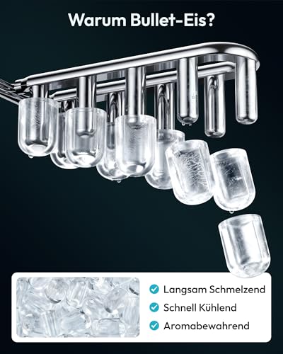 EUHOMY Eiswürfelmaschine Klein, 9 Eiswürfel in 6 Minuten, 12 kg/24H, Eiswürfelmaschine Edelstahl mit Tragbarem Griff, Selbstreinigender Kompakter Eiswürfelmaschinen für Zuhause/Küche/Büro/Bar