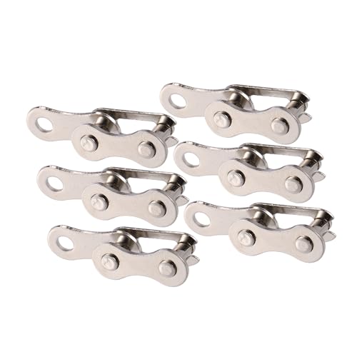 REPAIROCK 6 Pair Single Speed Silver Tone Chain Master Link Joint Clips Connectors Bicycle Missing Link Reusable Speed Chain for Bike MTB Repair Parts Auto Replacement Parts