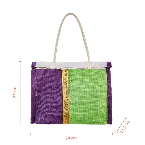 Image of Amazon Brand - Solimo Thamboolam Gift Bag | Pack of 10 | Reusable & Durable | Assorted Colours Green /Purple /Cream