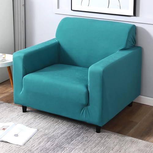 Image of HOKIPO 140 GSM Stretchable 5 Seater Sofa Cover, Dark Cyan (NEW-AR-4277-E7*2 + AR-4279-E7)