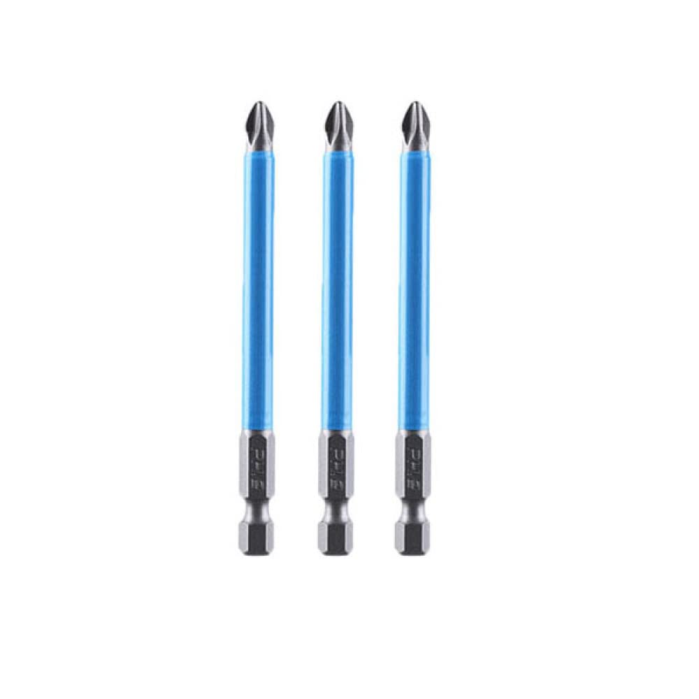 Brocas cruzadas antideslizantes de 90mm y 150mm, juego de destornilladores PH2 de cabeza de lote S2, puntas de cabeza de destornillador de cabeza de lote de viento magnético fuerte, 3 uds 90mm