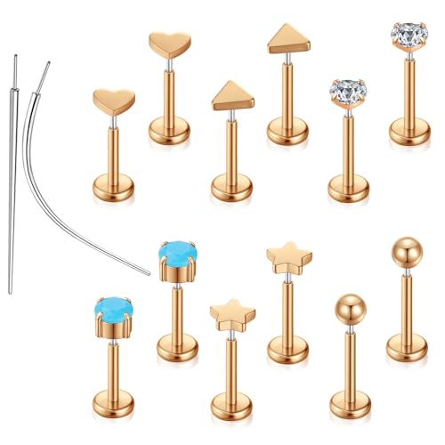 Gotumo 20G �X���b�h���X �t���b�g�o�b�N �C�������O �X�^�b�h �m�[�Y�X�^�b�h �`�^�� �{�f�B�W���G���[ ���f�B�[�X �����Y ��h���� � �w���b�N�X �g���K�X �R���N �f�C�X ���b�N �s�A�X �W���G���[, 18G Bar-6/7/8mm, ��