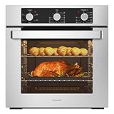 24' Single Wall Oven, ETL Certified, ThermoMate 2.79 Cu. Ft. Built-in Electric Oven with 5 Cooking Functions, Electric Wall Ovens with Stainless Steel Finish, Mechanical Knobs Control