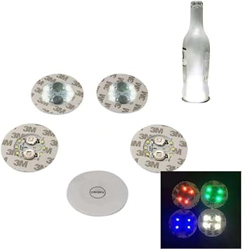 Parti Led Şişe Bardak Altlığı 6cm Parlak 4 LED Flaş Dekor Işık 7 Renk