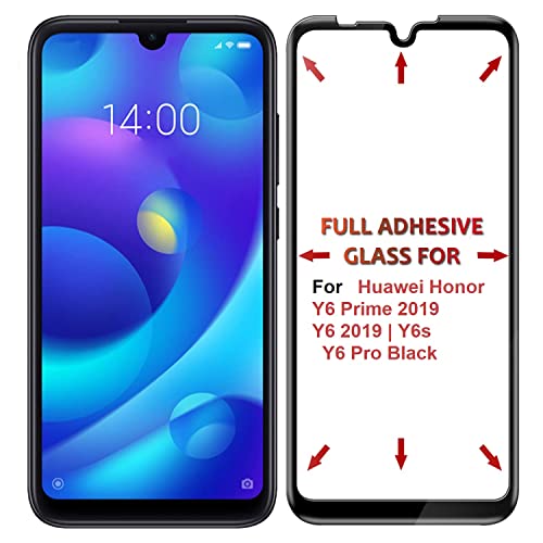Image of Screen Protector for Huawei Honor Y6 Prime 19 | Y6 19 | Y6 Pro | Y6s (Black) Tempered Glass Edge-to-Edge 6D Screen Guard With Installation Ki