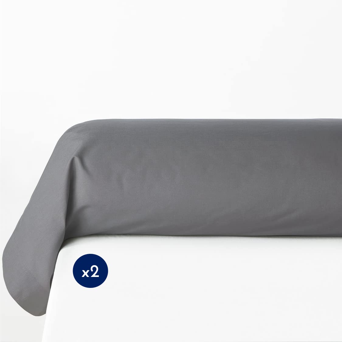 HOME LINGE PASSION Taies de Traversin 85x185 cm (Lot DE 2) 100% Coton Gris Anthracite